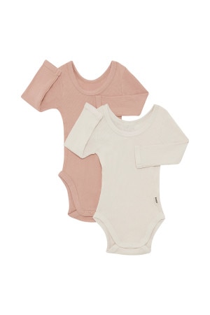 Organic Rib Longsleeve Bodysuit 2 Pack