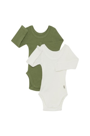 Organic Rib Longsleeve Bodysuit 2 Pack