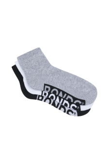 Mens Logo Cushioned Quarter Crew Socks 3 Pack